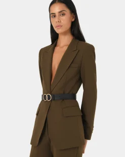 Forcast Hunter Single Breasted Blazer Gold Khaki