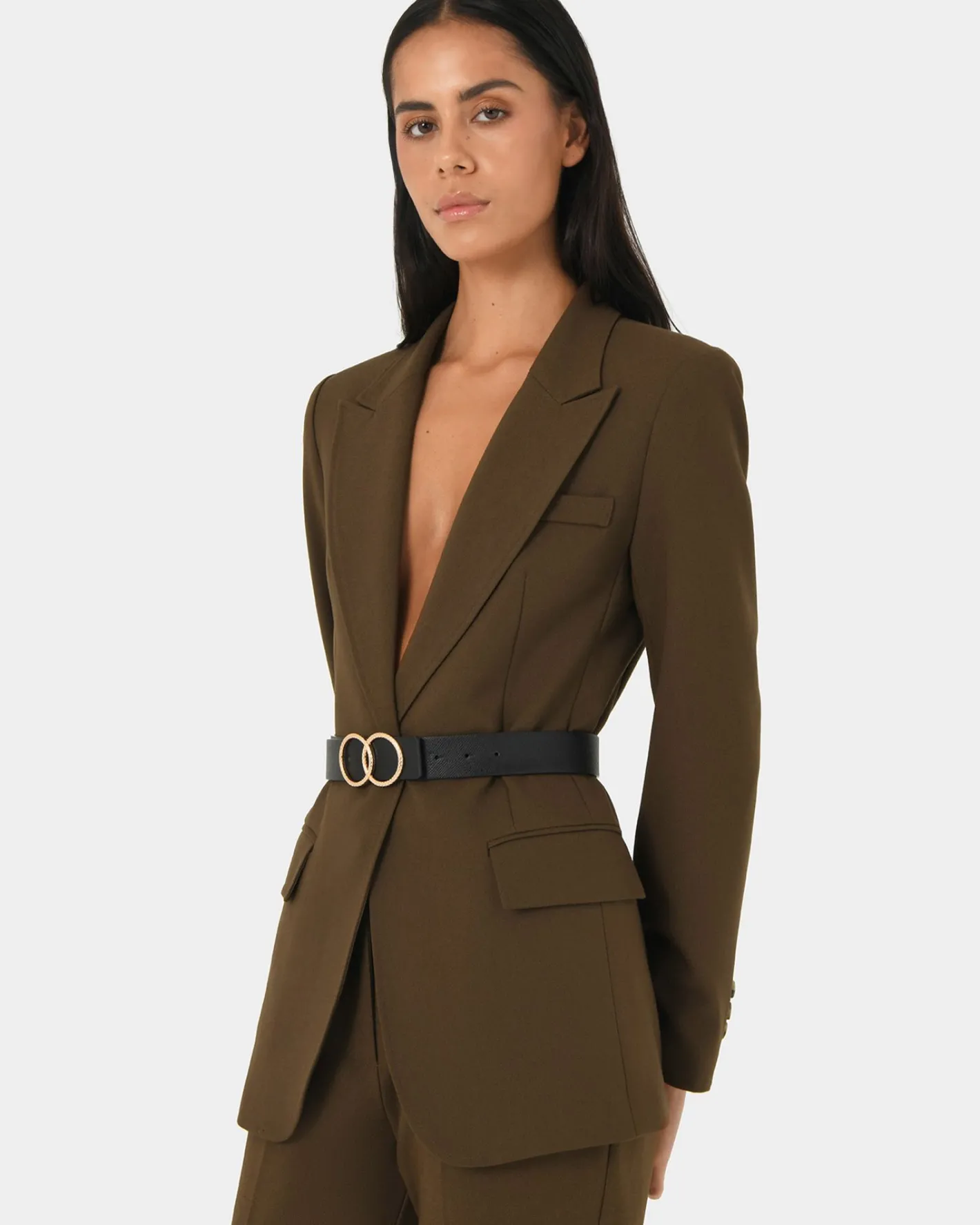Forcast Hunter Single Breasted Blazer Gold Khaki