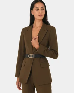 Forcast Hunter Single Breasted Blazer Gold Khaki