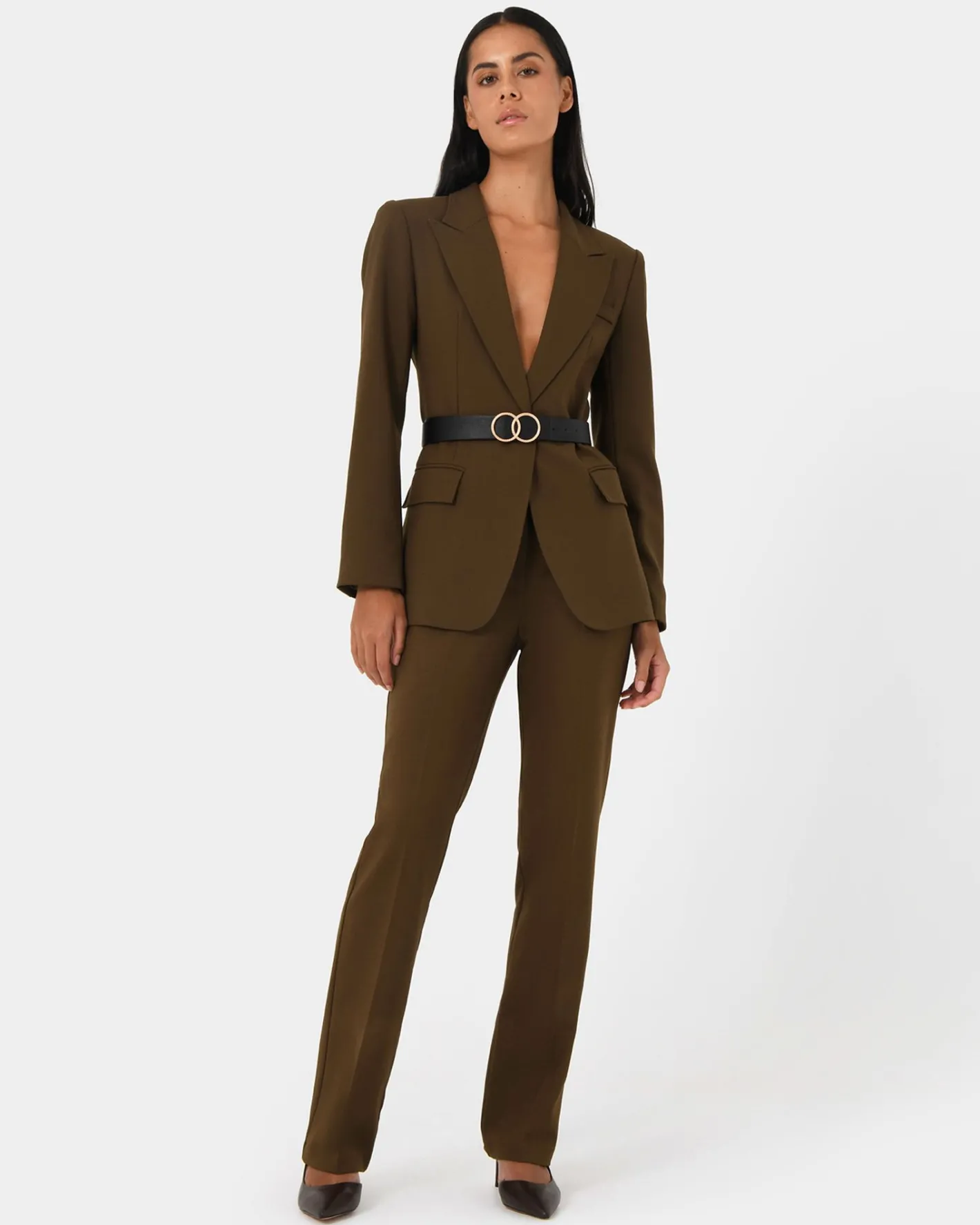 Forcast Hunter Single Breasted Blazer Gold Khaki