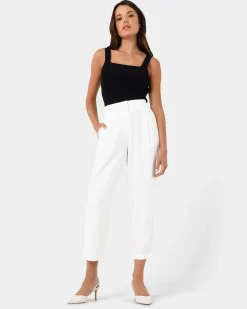 Forcast Indigo Elastic Waist Pant White Hot