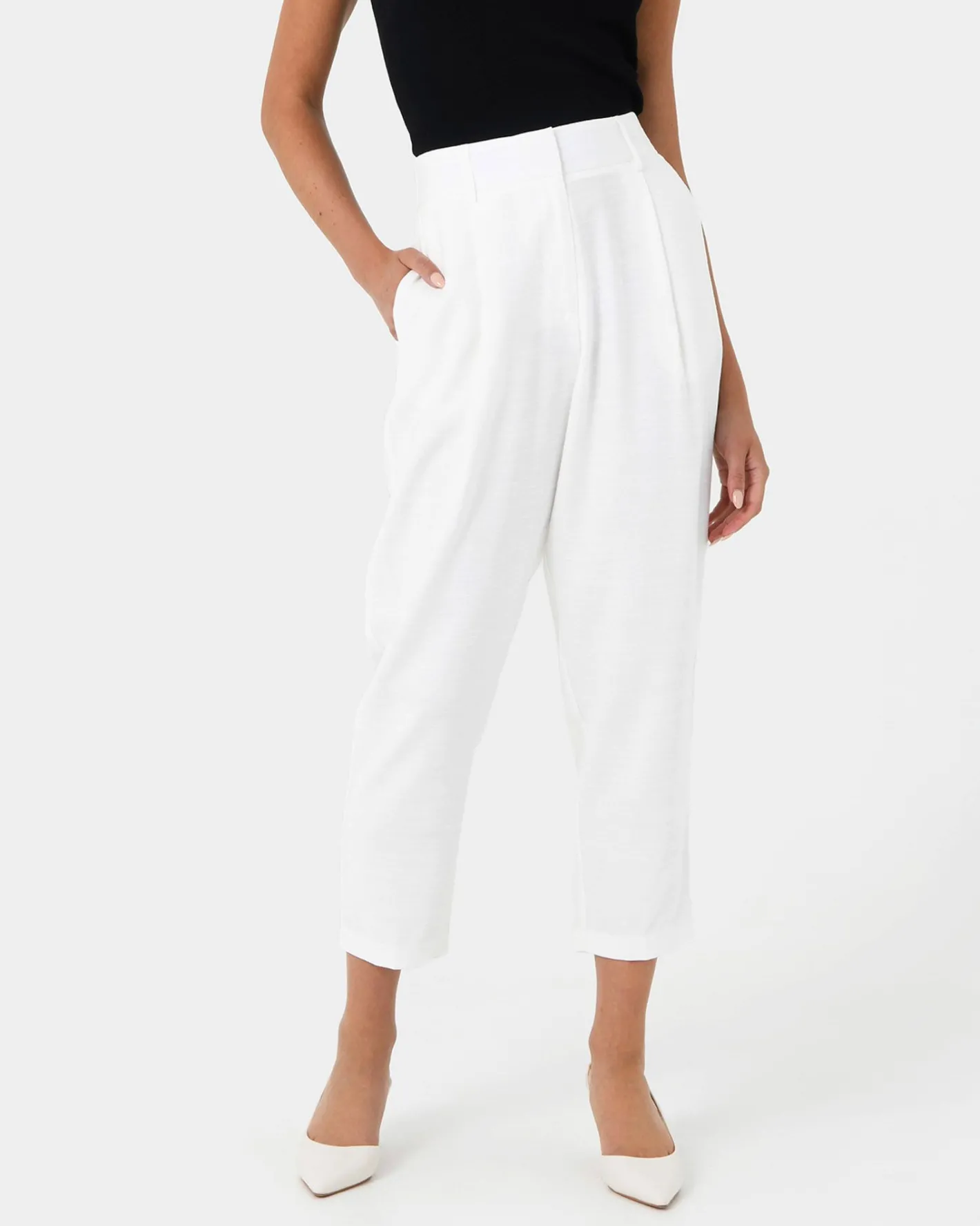 Forcast Indigo Elastic Waist Pant White Hot