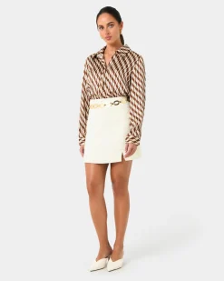 Forcast Inka Print Relaxed Shirt Brown Illusion