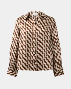 Forcast Inka Print Relaxed Shirt Brown Illusion