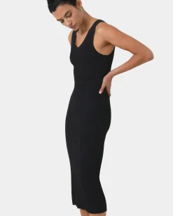 Forcast Isadora V-neck Knit Dress Black Clearance
