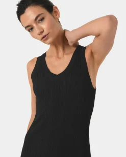 Forcast Isadora V-neck Knit Dress Black Clearance