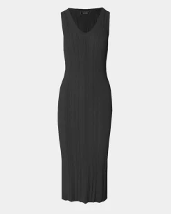 Forcast Isadora V-neck Knit Dress Black Clearance