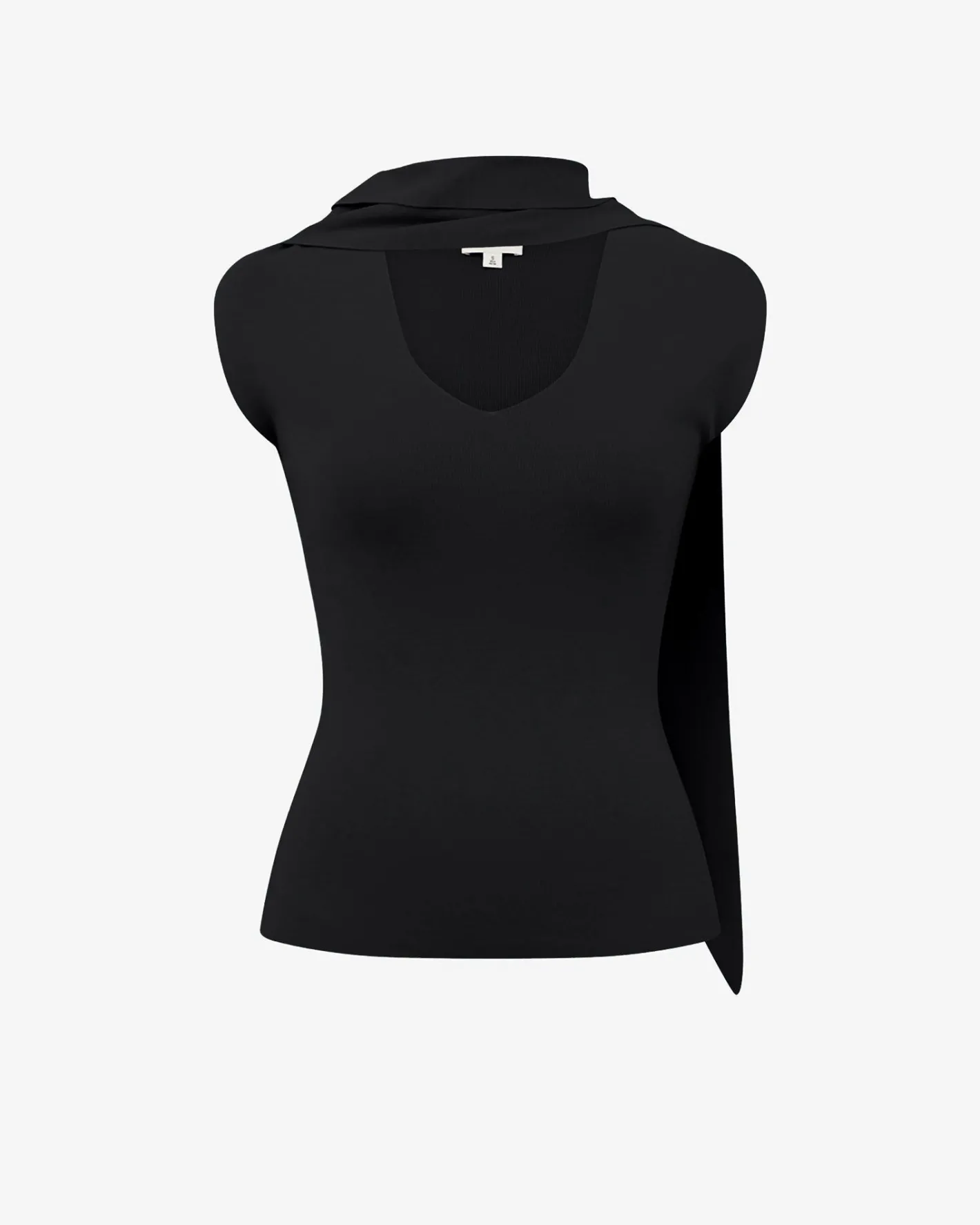 Forcast Isadora V-neck Scarf Knit Top Black New