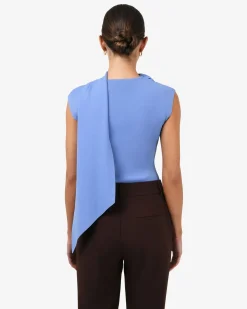 Forcast Isadora V-neck Scarf Knit Top Periwinkle Hot