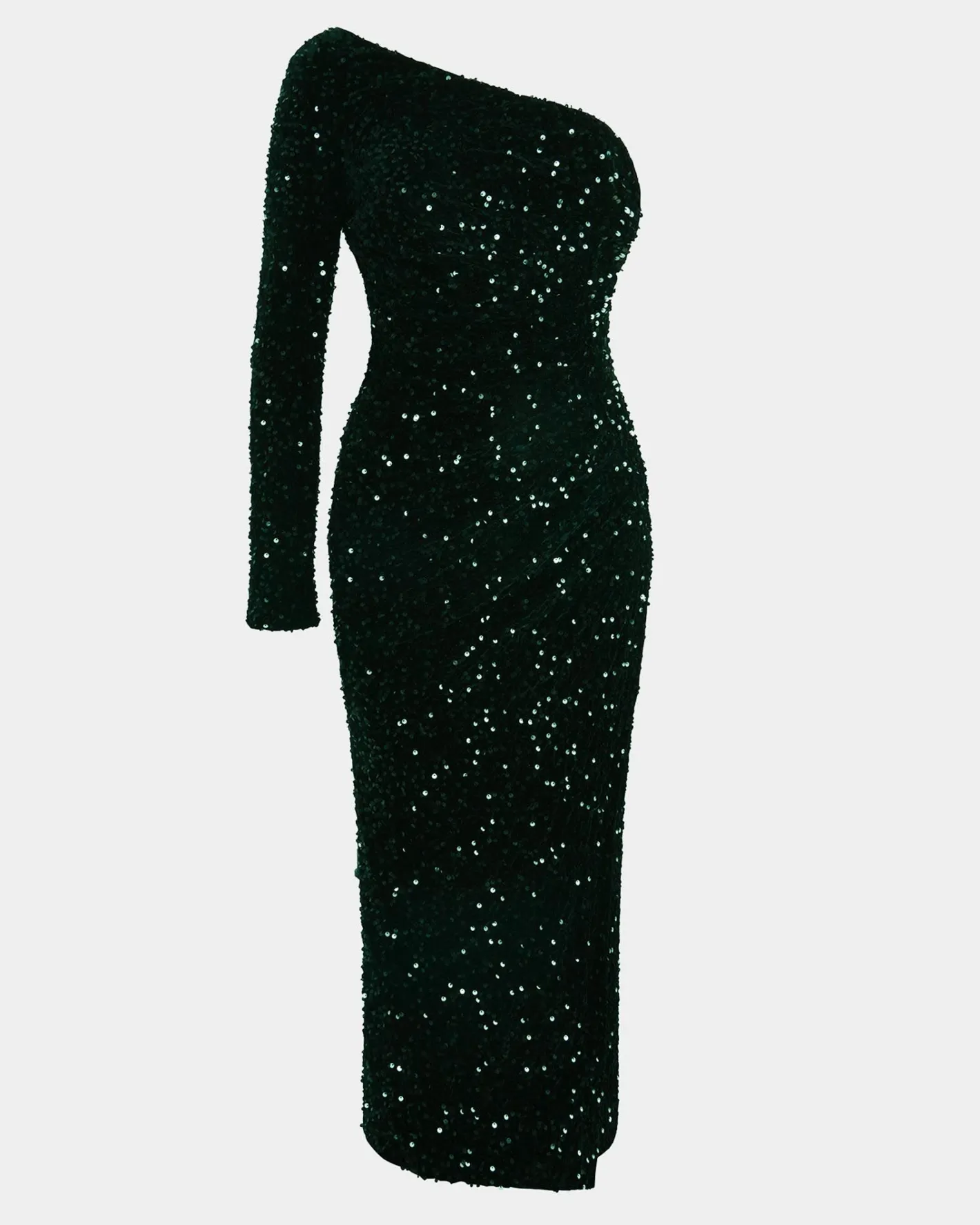 Forcast Ivy One Shoulder Sequin Dress Emerald Clearance