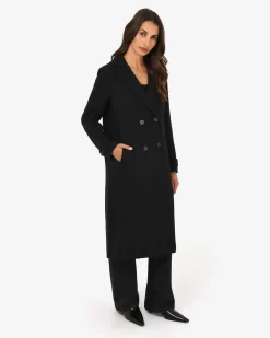 Forcast Jacquie Double Breasted Coat Black Hot