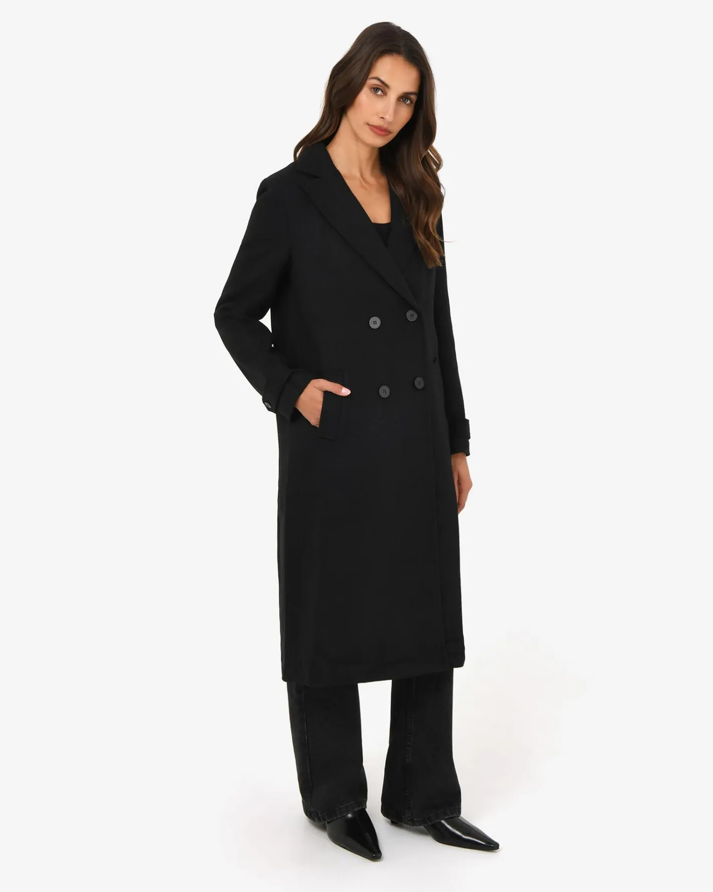 Forcast Jacquie Double Breasted Coat Black Hot