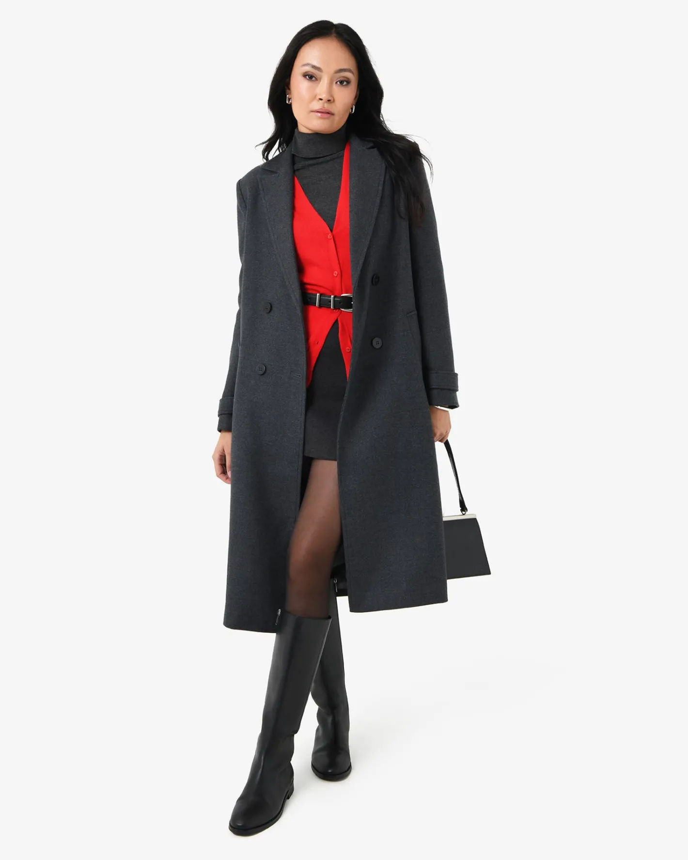 Forcast Jacquie Double Breasted Coat Charcoal Sale