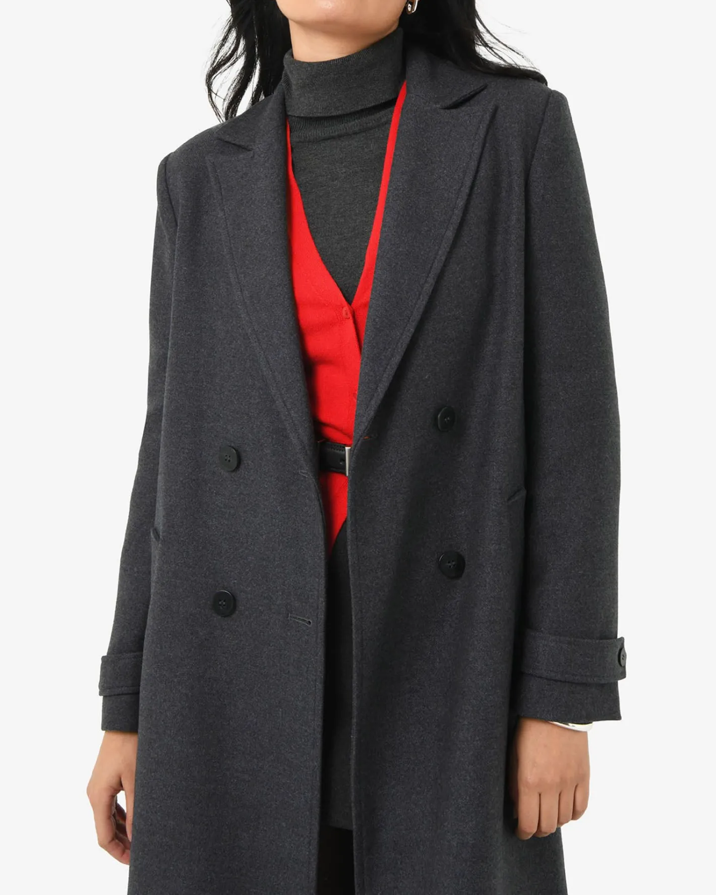 Forcast Jacquie Double Breasted Coat Charcoal Sale
