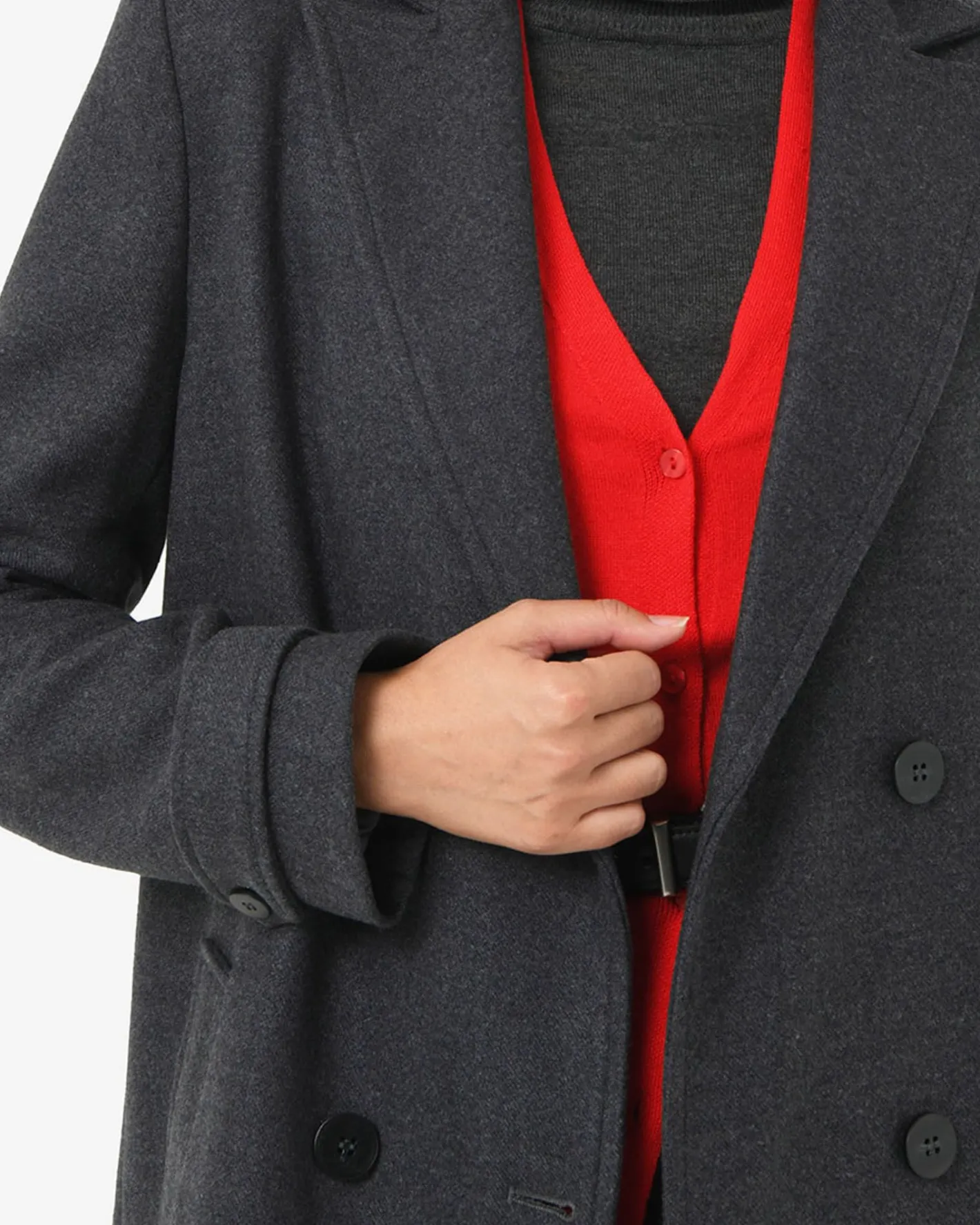Forcast Jacquie Double Breasted Coat Charcoal Sale