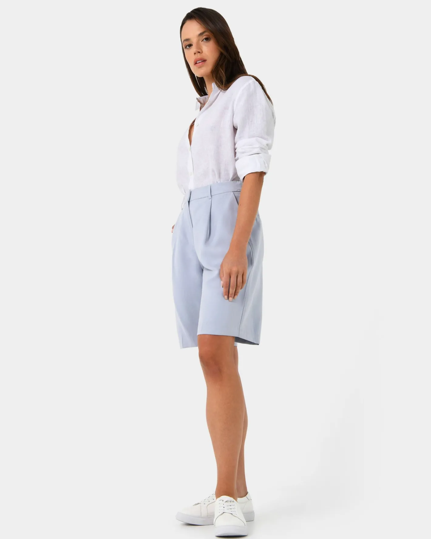 Forcast Jakie Tailored Shorts Sky Blue Discount