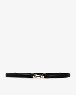 Forcast Janie Adjustable Leather Belt Black