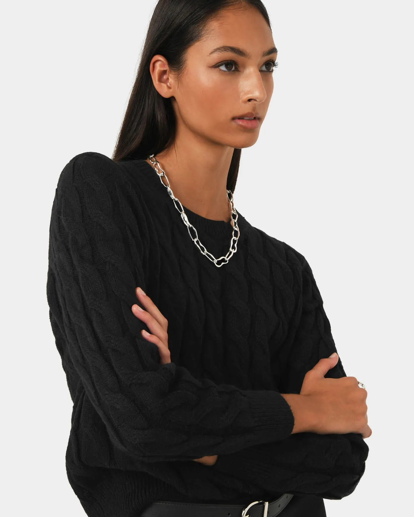 Forcast Janna Cable Jumper Black Discount