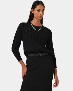 Forcast Janna Cable Jumper Black Discount