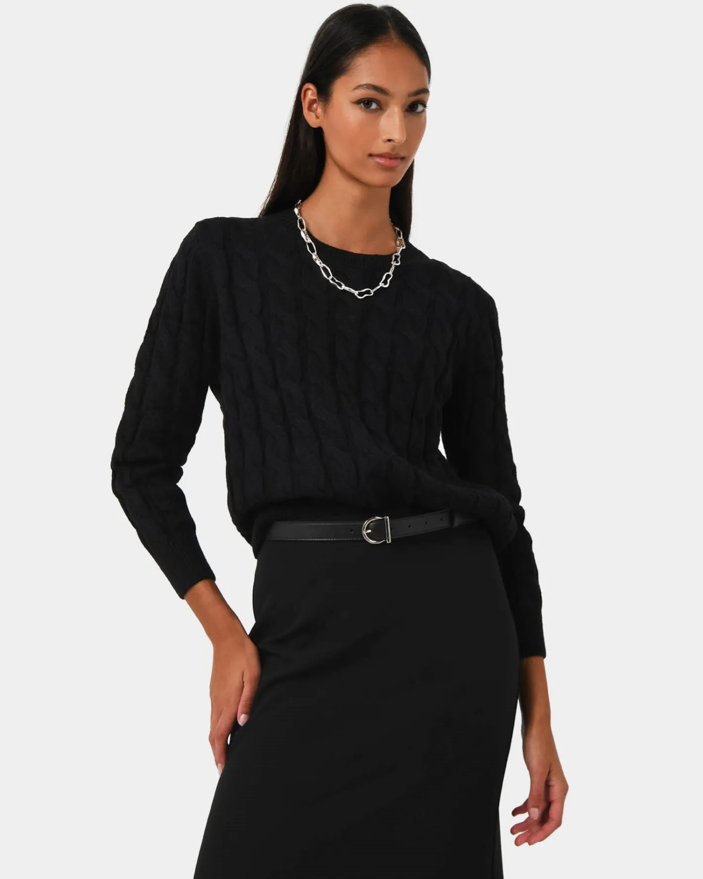 Forcast Janna Cable Jumper Black Discount