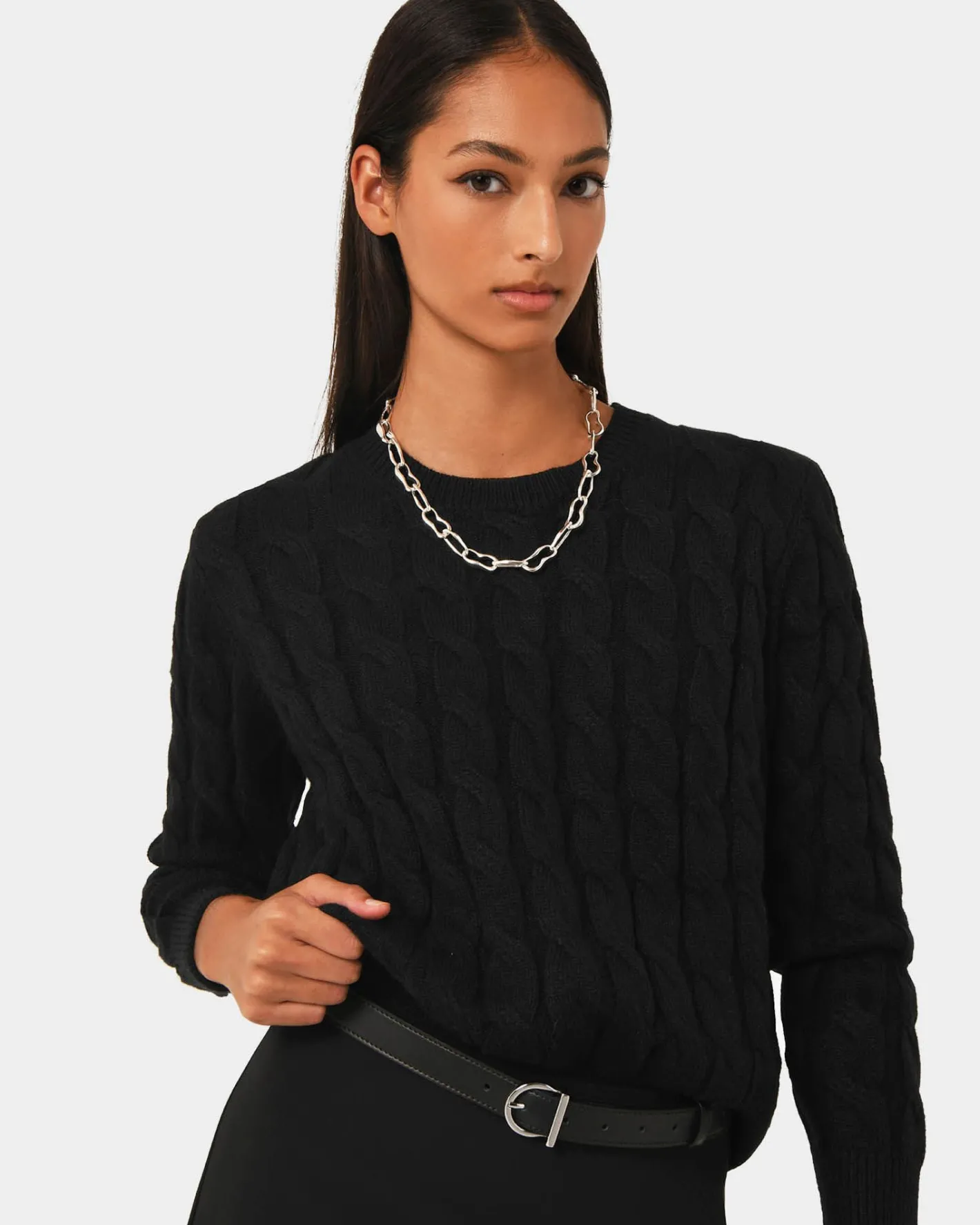 Forcast Janna Cable Jumper Black Discount