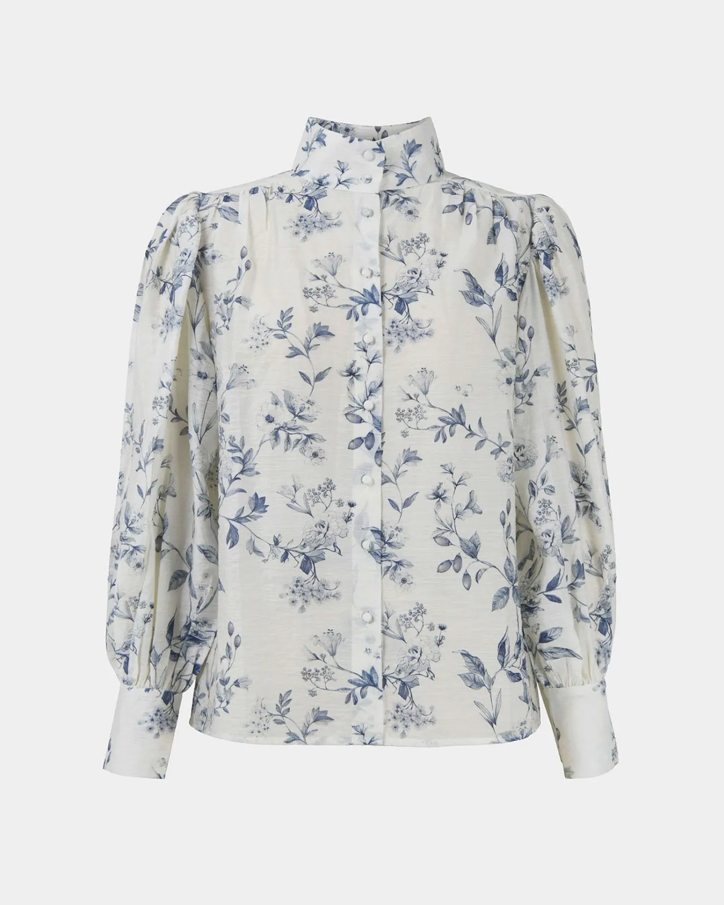 Forcast Jasmine Floral Blouse Ivory Blue New
