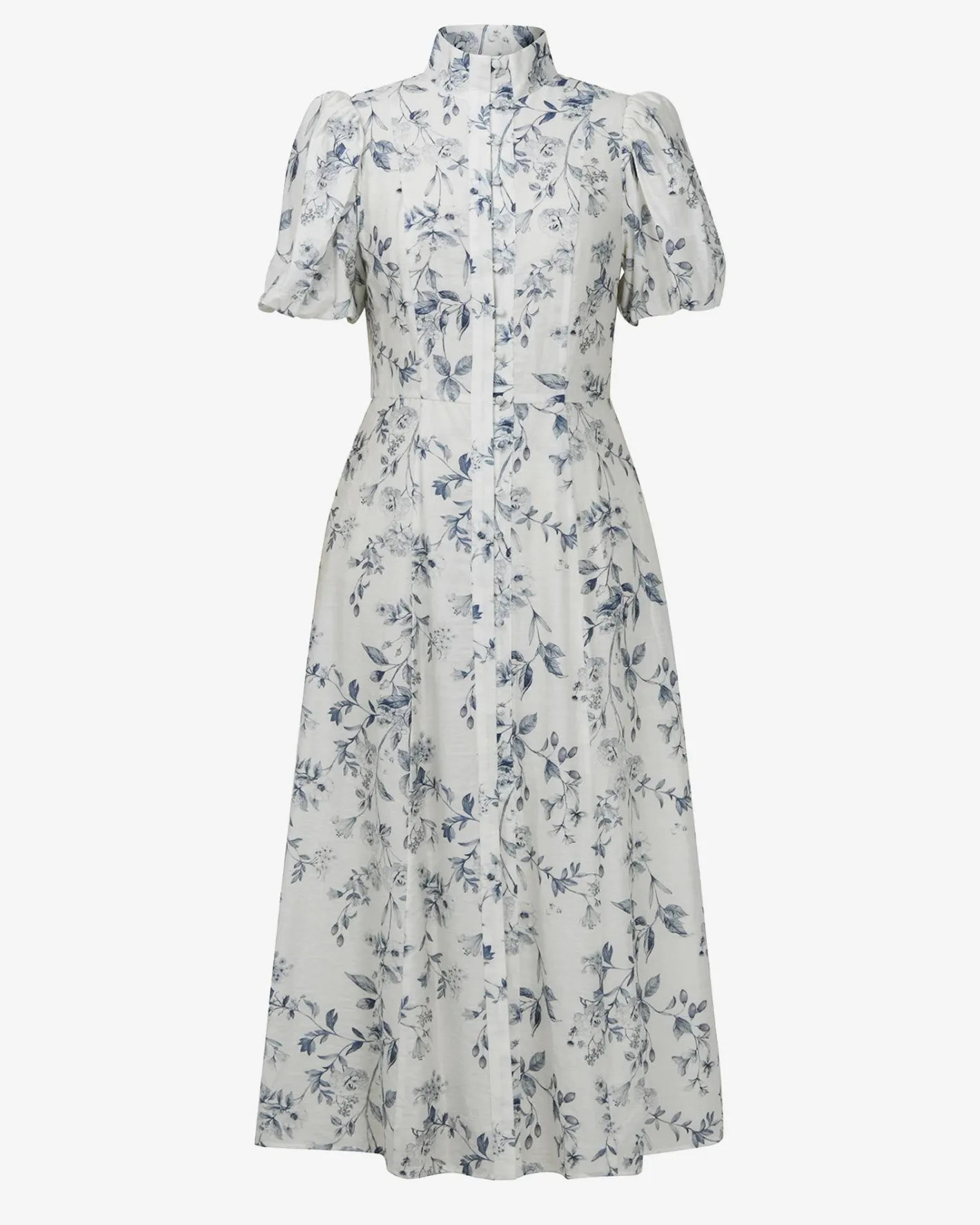 Forcast Jasmine Puff Sleeve Dress Ivory Blue Online