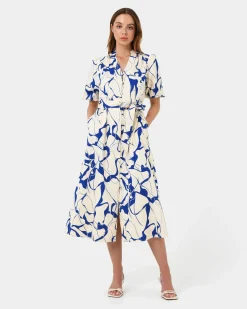 Forcast Jayleen Puff Sleeve Tie Dress Resort Hot