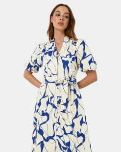Forcast Jayleen Puff Sleeve Tie Dress Resort Hot