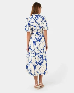 Forcast Jayleen Puff Sleeve Tie Dress Resort Hot