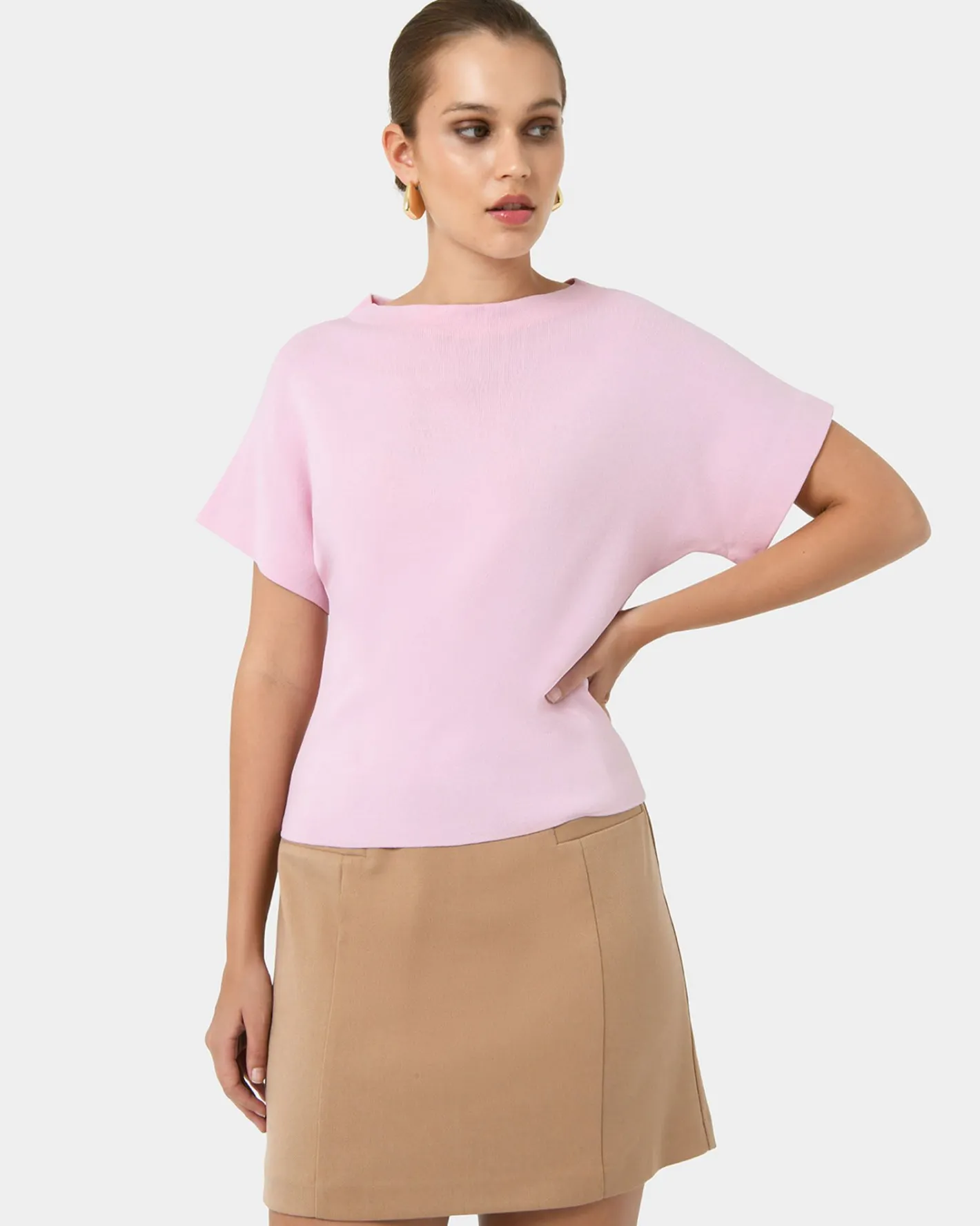 Forcast Jemma Relaxed Knit Top Pink Clearance