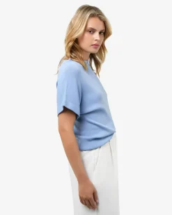 Forcast Jemma Relaxed Knit Top Soft Blue Outlet