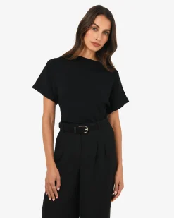 Forcast Jemma Relaxed Knit Top Black