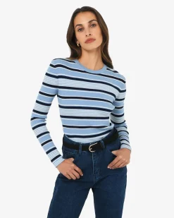 Forcast Jenny Wool Blend Knit Blue Stripe Sale