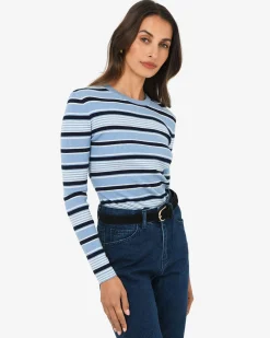 Forcast Jenny Wool Blend Knit Blue Stripe Sale