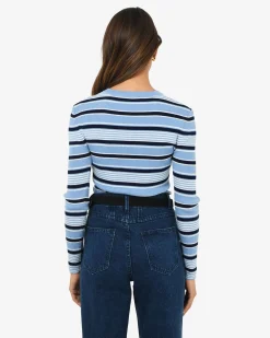 Forcast Jenny Wool Blend Knit Blue Stripe Sale
