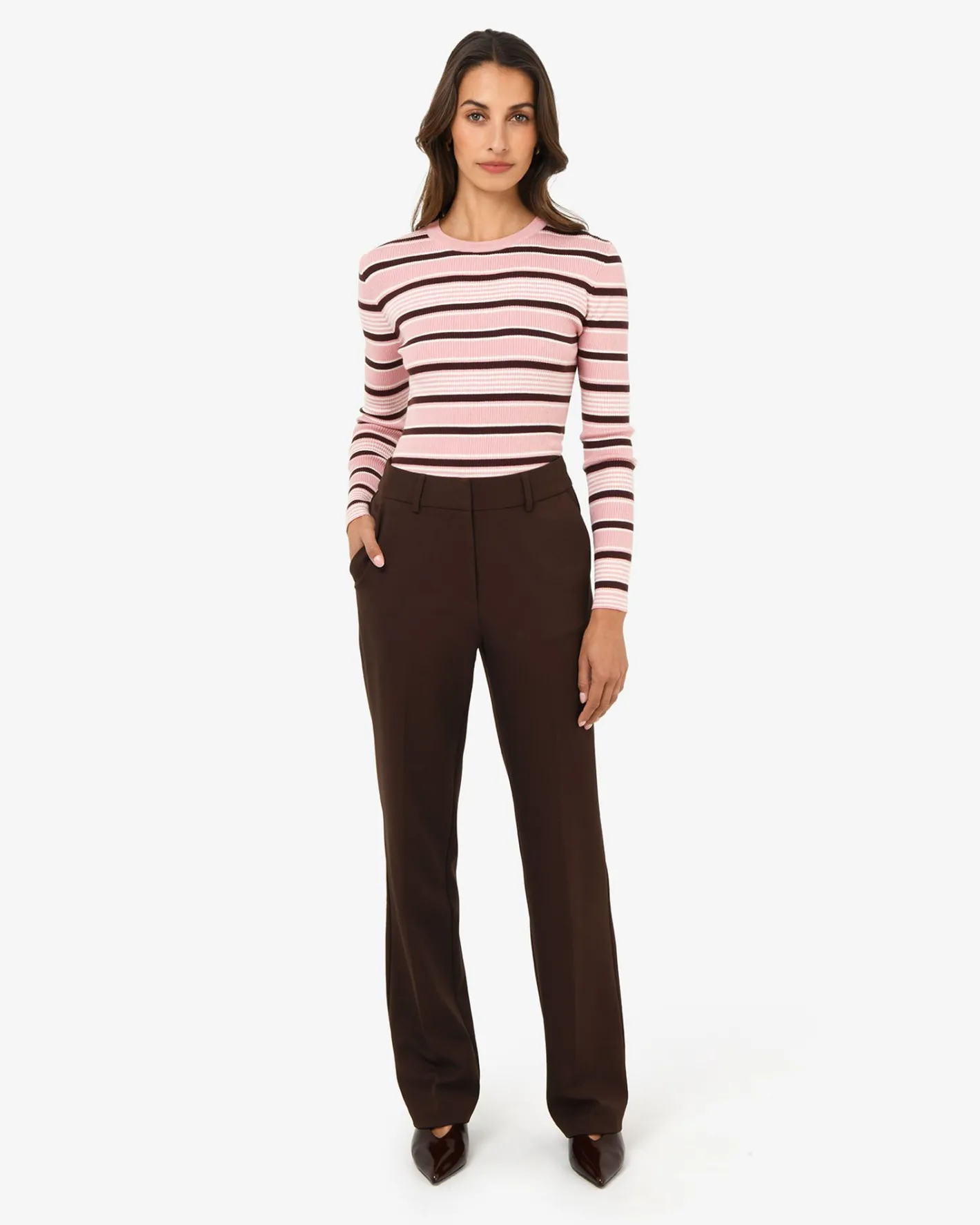 Forcast Jenny Wool Blend Knit Pink Stripe Sale