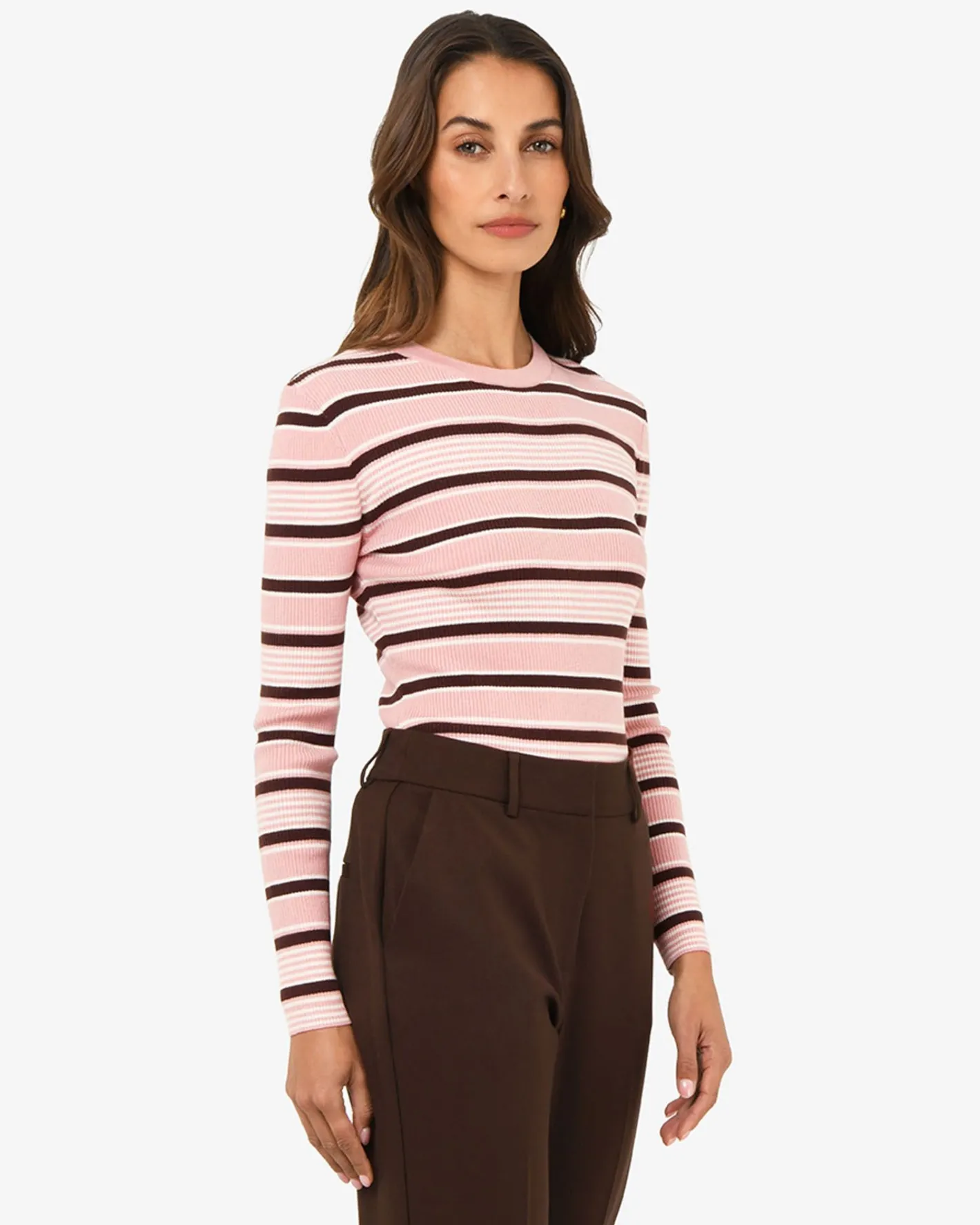 Forcast Jenny Wool Blend Knit Pink Stripe Sale
