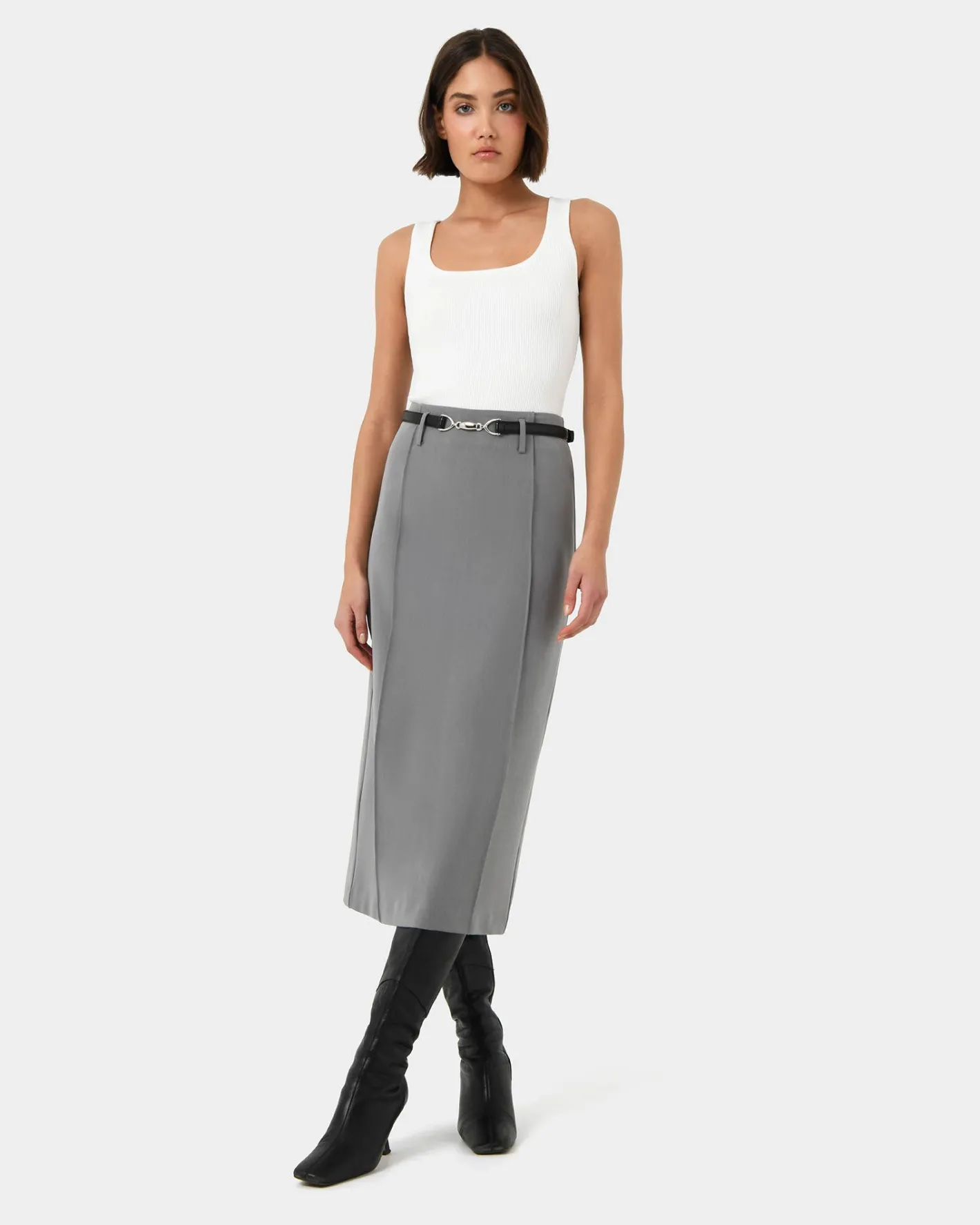 Forcast Joelle Column Skirt Grey Sale