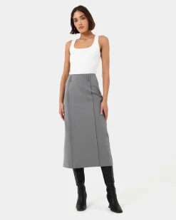 Forcast Joelle Column Skirt Grey Sale