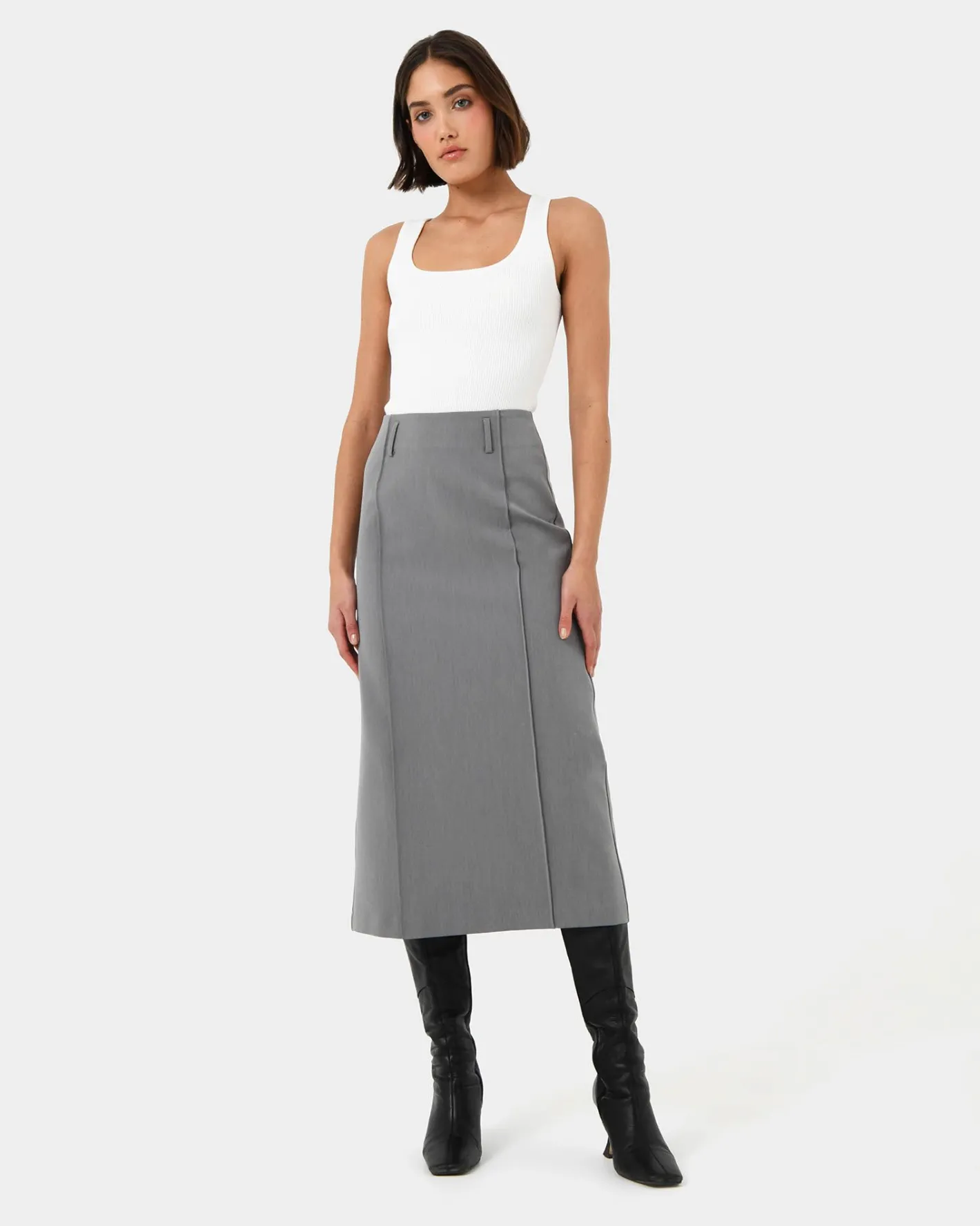 Forcast Joelle Column Skirt Grey Sale