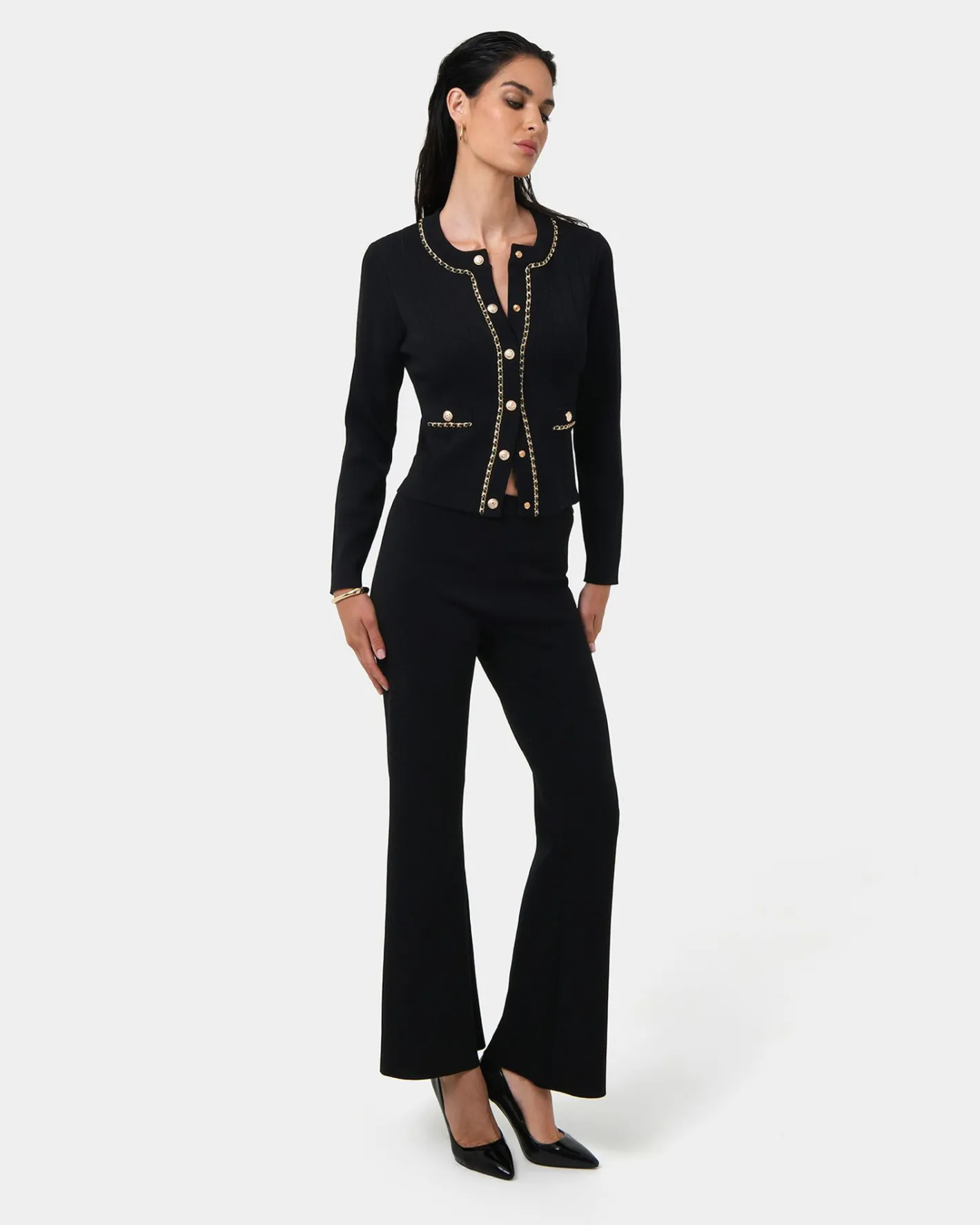 Forcast Jordy Flared Knit Pants Black