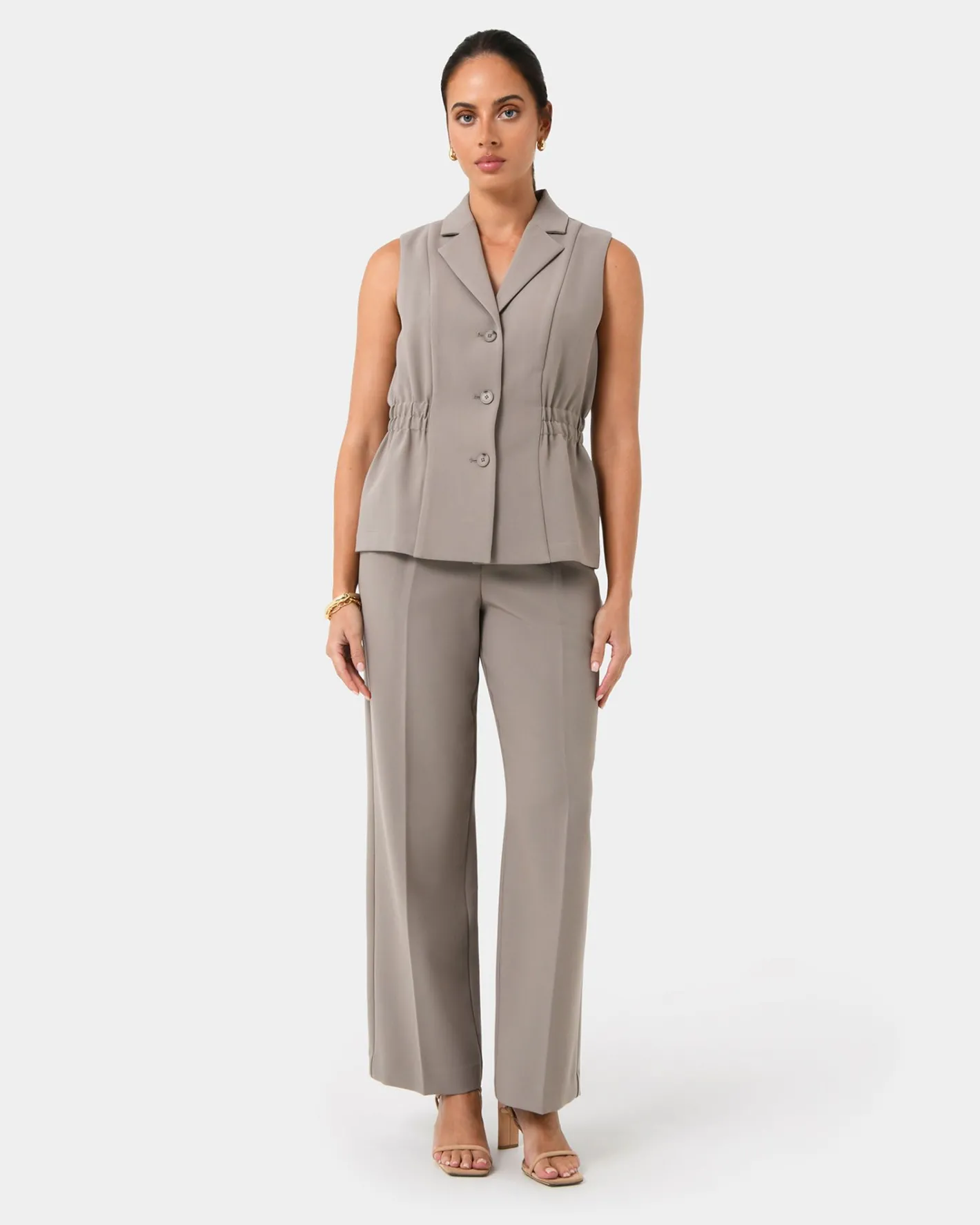 Forcast Jordy Relax Pants Stone Discount