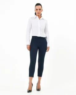 Forcast Josie 2 Cropped Notch Pants Navy New