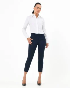 Forcast Josie 2 Cropped Notch Pants Navy New