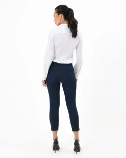 Forcast Josie 2 Cropped Notch Pants Navy New