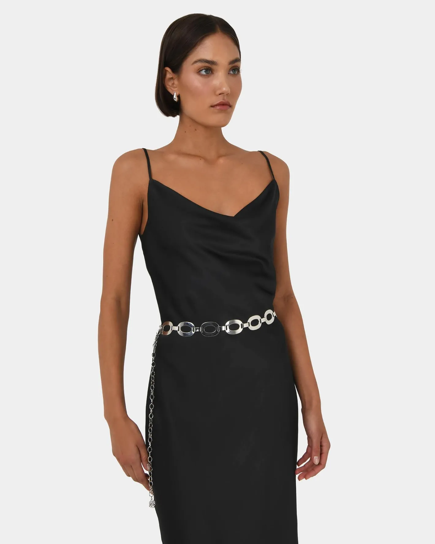 Forcast Joy Satin Cowl Neck Dress Black Discount