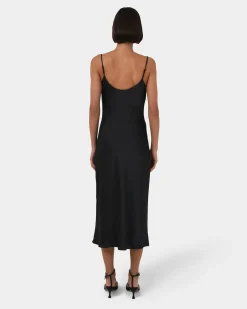 Forcast Joy Satin Cowl Neck Dress Black Discount