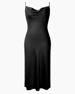 Forcast Joy Satin Cowl Neck Dress Black Discount