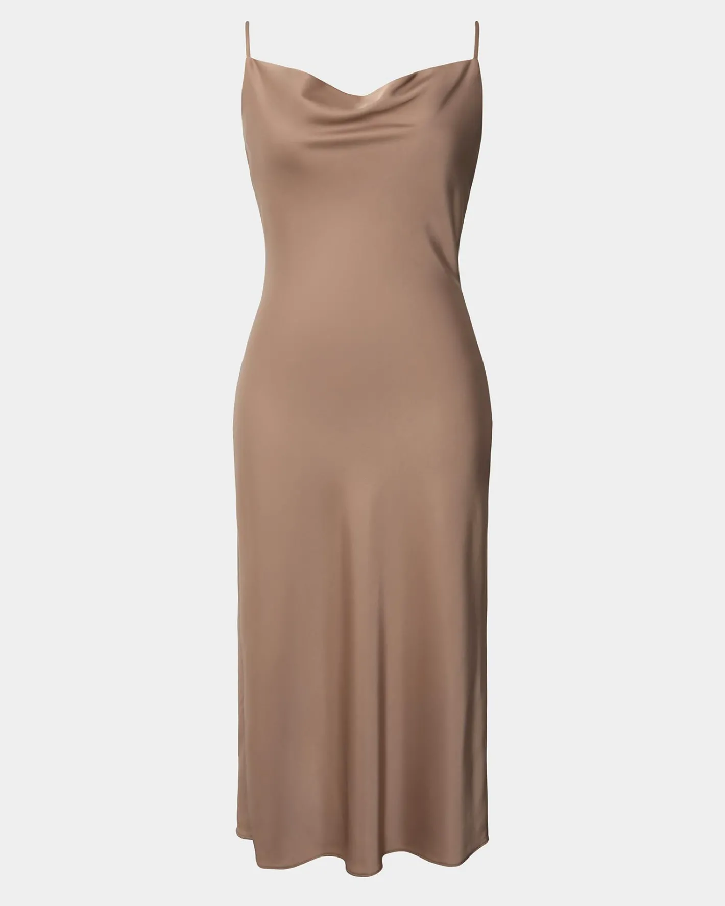 Forcast Joy Satin Cowl Neck Dress Warm Taupe Sale